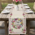 thumbnail image 4 of Spring Floral Table Runner 48 Inches, Watercolor Easter Eggs Wreath Plants Beige Bed Runner Dresser Scarves Tabletop for Indoor Outdoor Parties/Ceremony/Banquet, 13" x 48", 4 of 8