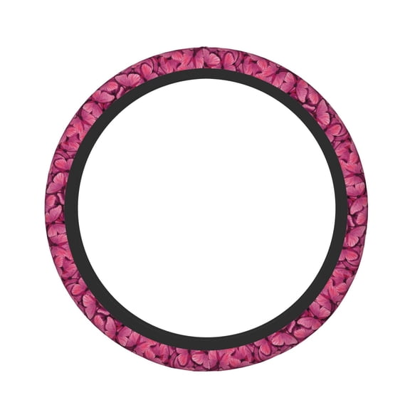 Picia Pink Butterfly Car Steering Wheel Cover, Non-Slip, Breathable, Universal 15 inch