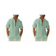 thumbnail image 1 of Minnieouse Camisa de hombre Casual manga corta transpirable reemplazo botón abajo Color sólido hogar Oficina viaje camisas verde Verde METRO 2piezas, 1 of 6
