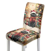 COEQINE Stretchable Slipcovers for Parsons Chairs Set of 1, Machine Washable Chair Protector, Keep Your Chair Away from Dust Stain and Pet Claws for Home Decor, Christmas Black Cat