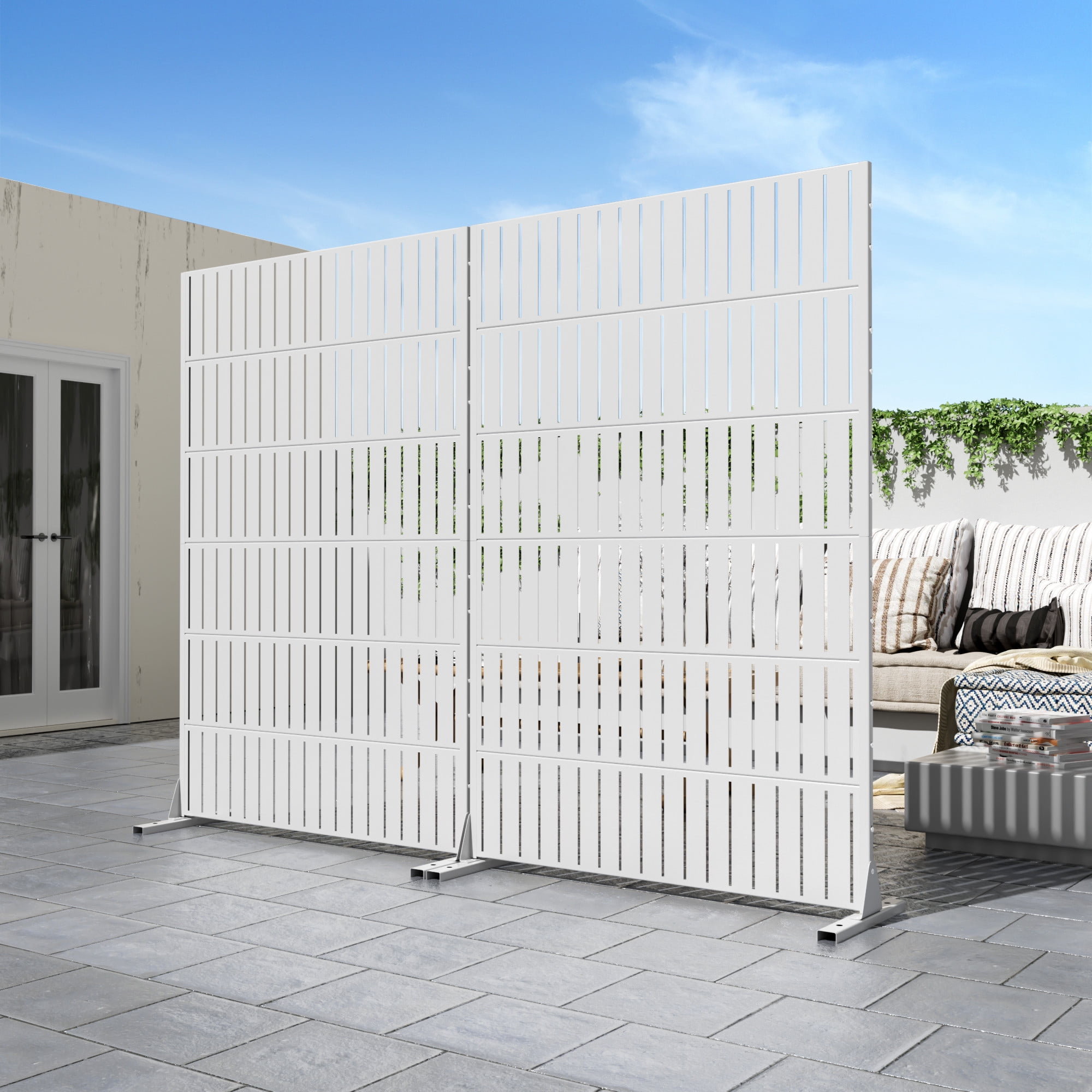 MAYEERTY Modern Steel Panel – Multi-Purpose Galvanized Room Partition,Vertical Stripes,White