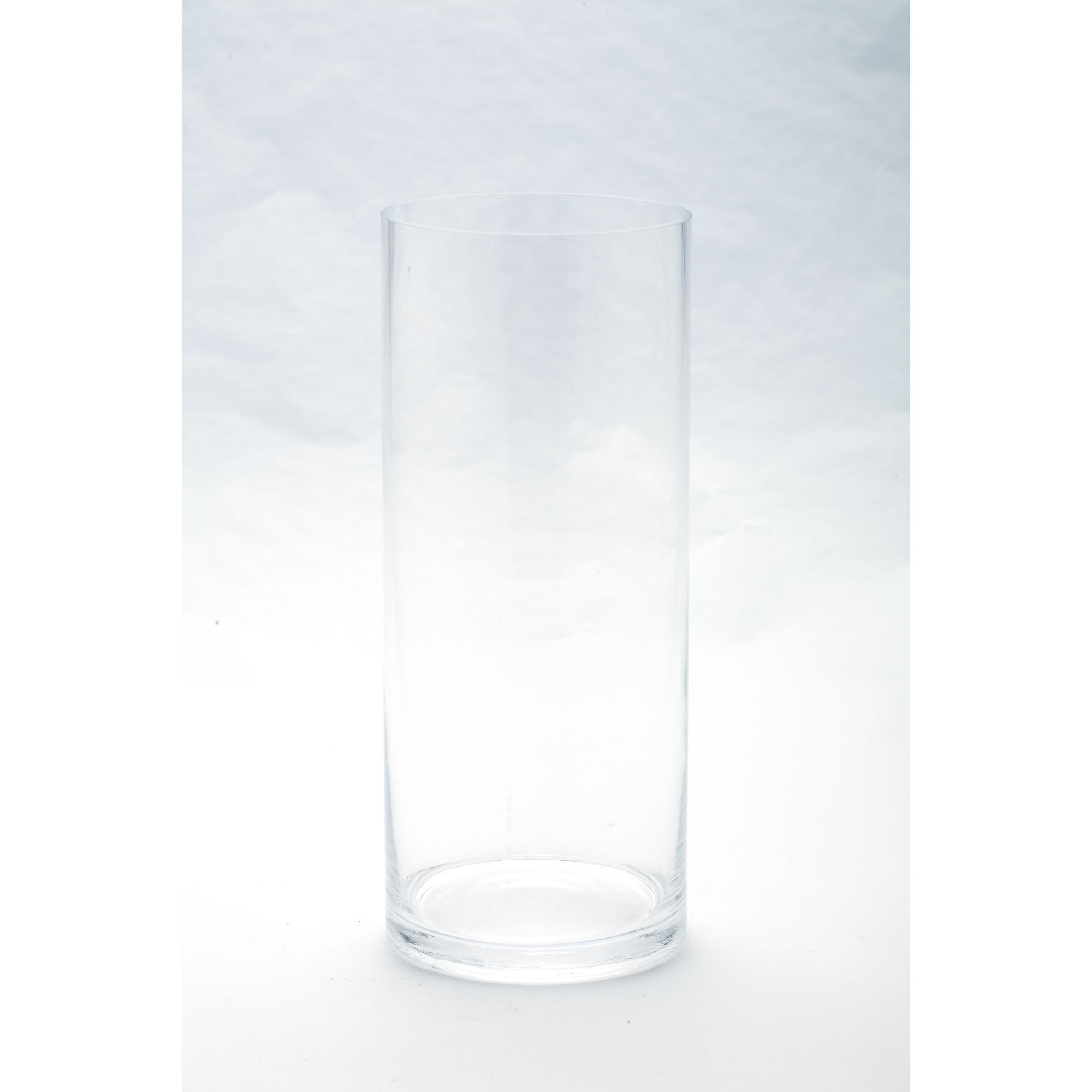 12" Clear Cylindrical Hand Blown Glass Vase