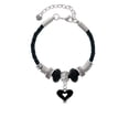 thumbnail image 2 of Delight Jewelry Silvertone Black and White Enamel Heart Sister Celtic Knot Leather Bead Bracelet, 7"+2" Extender, 2 of 4