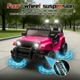 thumbnail image 5 of Xuanlur 12V Kids Ride on Car with Remote Control, Ride on Toys w/ Dual Drive, Four-Wheel Suspension, Bluetooth Music, LED Lights, USB, Shock Absorption, Toys Car for Kids Aged, Pink, 5 of 8