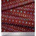 thumbnail image 2 of Soimoi Red Cotton Voile Fabric Mathematical Symbol Print Fabric by the Yard 42 Inch Wide, 2 of 3
