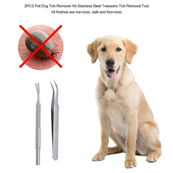 Pet Tick Remover Kit, Stainless Steel Tweezers For Dogs  Cats, Easy Grip, Safe Removal