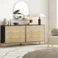 thumbnail image 2 of Nathan James Andrew 3-Drawer Chest Rattan Dresser, Bohemian Deep Drawer Dresser for Bedroom with Natural Rattan Accent and Metal Legs, Matte Black, 2 of 8