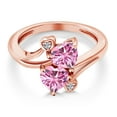 thumbnail image 3 of Gem Stone King 18K Rose Gold Plated Silver Pink Moissanite and White Lab Grown Diamond Ring for Women (1.63 Cttw, Heart Shape 6MM, Gemstone Birthstone, Available in Size 5, 6, 7, 8, 9), 3 of 6
