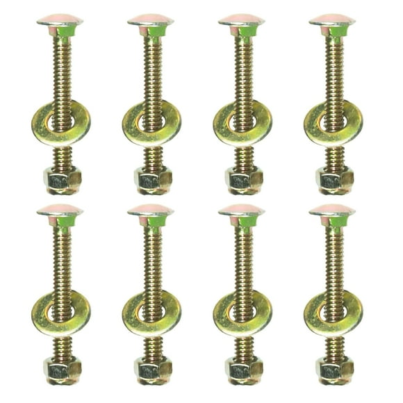 shiyou-1/4" x 2"Carriage Bolts by Color Galvanization of Square Neck with Nylon Lock Buckle nut and Big Size Washer Assembly Unit,Carbon Steel,Grade 2.(8pcs Pack)