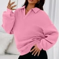 thumbnail image 6 of asjyhkr Sweatshirts for Women Lapel Long Sleeve Pullover Loose Casual Solid Color Breathable Thermal Hiking Gym Workout Tops, 6 of 9