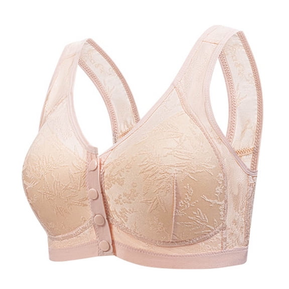 Hduncf Daisy Bras for Women Front Closure Full Support No Underwire Comfort Senior Wireless Snap Closing Bra Yellow XL