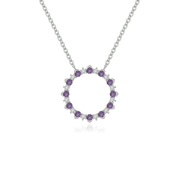 Natural Amethyst with Moissanite Sun Shape Pendant Necklaces for Women in Sterling Silver, February Birthstone Jewelry Gifts for Her Birthday, Wedding Anniversary, Mothers Day, Christmas, Valentines