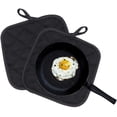thumbnail image 1 of Juego de 3 agarraderas de cocina de algodón, resistentes al calor, manoplas para horno, ideal para horno, barbacoa, manipulación de cocina para cocinar y hornear, color negro, 1 of 7