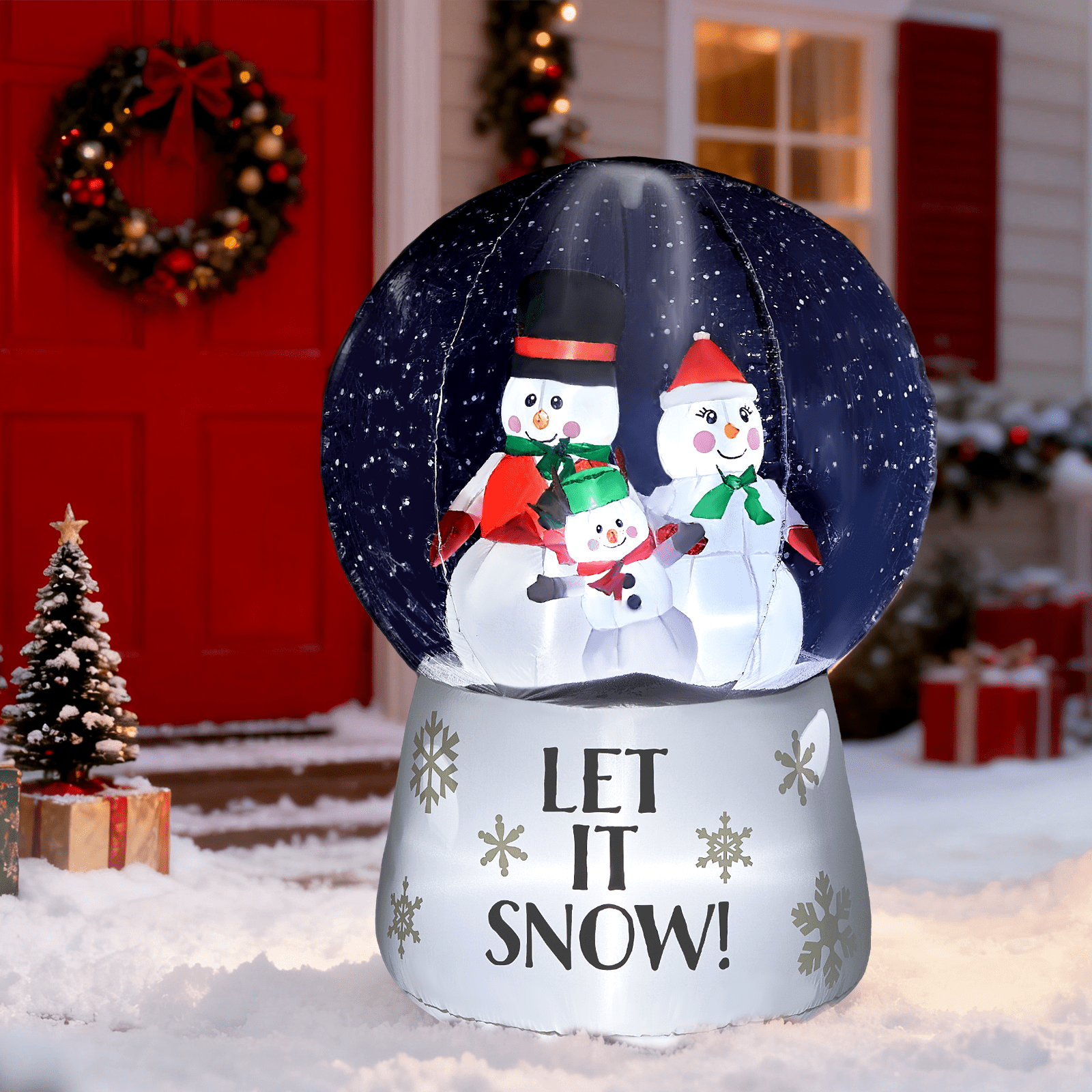 6 FT Lighted Christmas Inflatable Decoration, Large Inflatable Snow Globe with Snowman Family, Funny Blow Up Yard Decorations with Built-in LED Lights for Holiday Party Front Yard Lawn Garden Decor