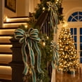 thumbnail image 5 of Hovilon 2pcs Christmas Wreath Bows, Green Polyester Ribbon Decoration for Front Door Tree Topper Wall Party Supply, Durable Holiday Bow for Indoor Outdoor Home Garden New Year Eve Decoration, 5 of 6
