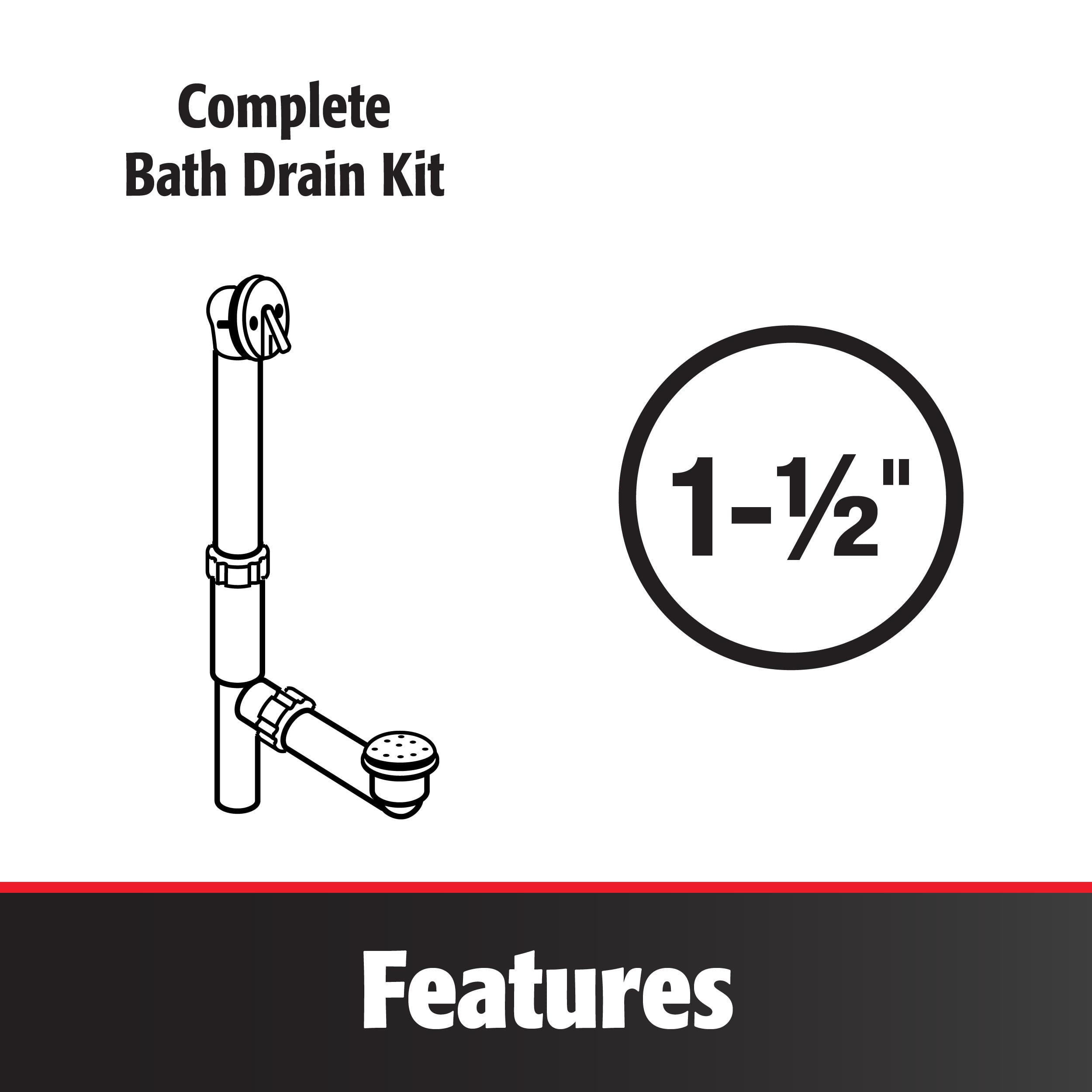 Keeney 645PVC Cable Driven Bath Drain 1.5 in. Sch. 40 PVC