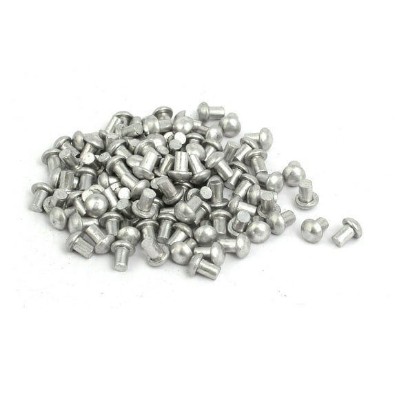 Unique Bargains 100Pcs M3 x 4mm Aluminum Half Round Head Solid Rivet Fastener Silver Tone