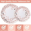 thumbnail image 3 of 100PCS White and Rose Gold Party Supplies Dots Tableware Set Serves 25, Rose Gold Dots White Paper Plates with Napkins and Plastic Forks for Birthday Wedding Christmas Cocktail Party Baby Shower, 3 of 7