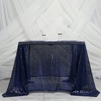 BalsaCircle 90" x 90" Navy Blue Square Sequined Table Overlays Wedding Party Tablecloth