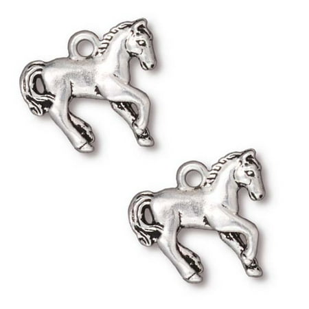 - Fine Silver Plated Pewter Prancing Horse Charm 20mm (1)
