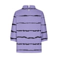 thumbnail image 4 of gbyLJF Womens Linen Lapel Shirts Long Sleeve Pullover Tops Fall Going Out Blouses V Neck Fashion Stripes Print Tunic Purple S, 4 of 5