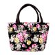 thumbnail image 2 of Bolsa Precioso bolso de lona con estampado de flores para mujer, bolso portátil para el almuerzo (negro) JShteea Para Estrenar, 2 of 6