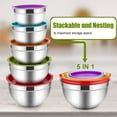 thumbnail image 3 of Mixing Bowls with Lids Set of 5, Vesteel Stainless Steel Mixing Bowls Metal Nesting Salad Bowls, Size 4.5, 3, 1.5, 1, 0.7 QT Great for Cooking, Baking, Serving - Multi-Color, 3 of 7