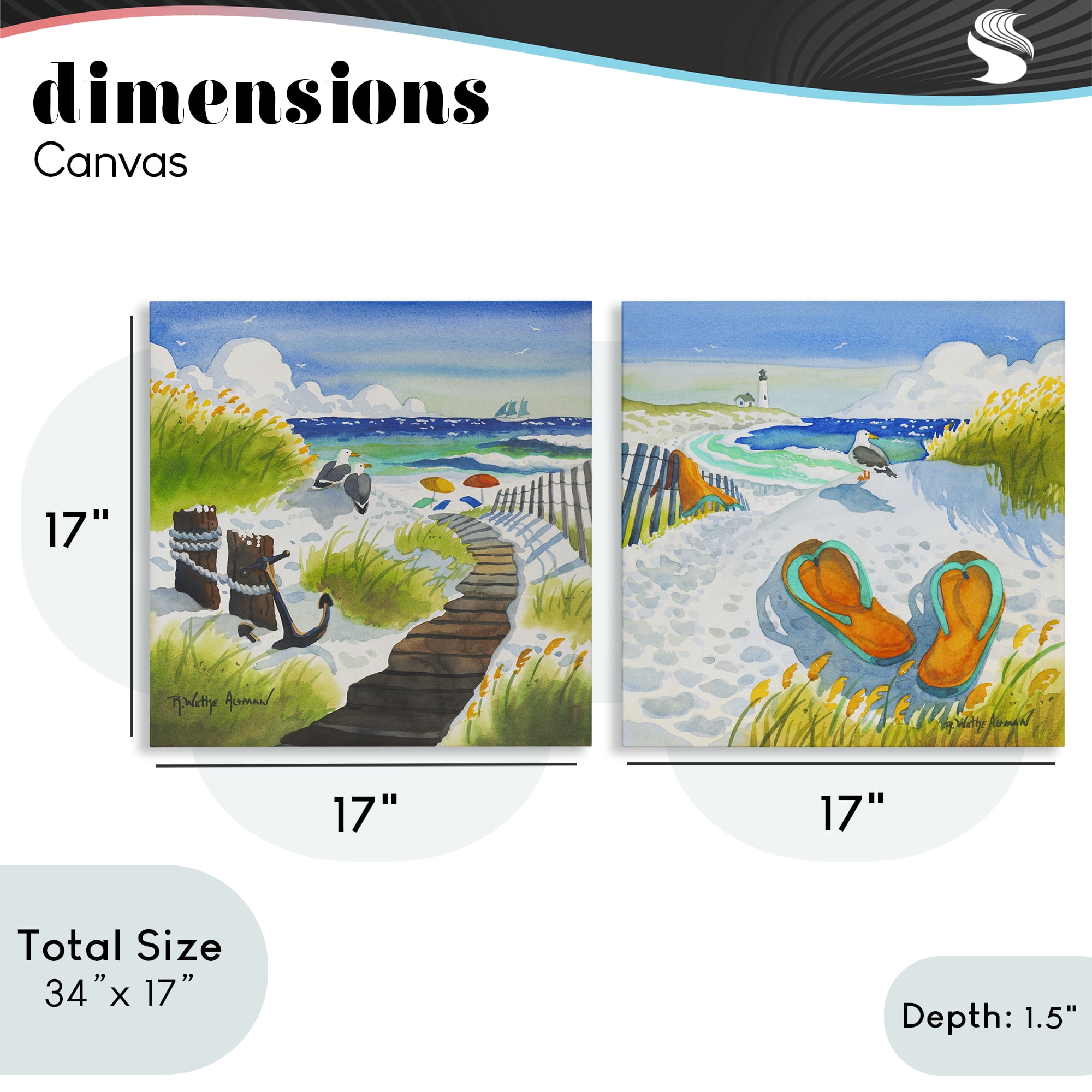 Stupell Industries Boardwalk Through Beach Scenery 2 Piece Canvas Wall Art Set, design by Robin Altman