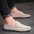 thumbnail image 3 of Mocasines de moda para hombre, zapatos formales para hombre, zapatos de negocios informales, mocasines beige, zapatillas planas para caminar (26 cm), 3 of 4