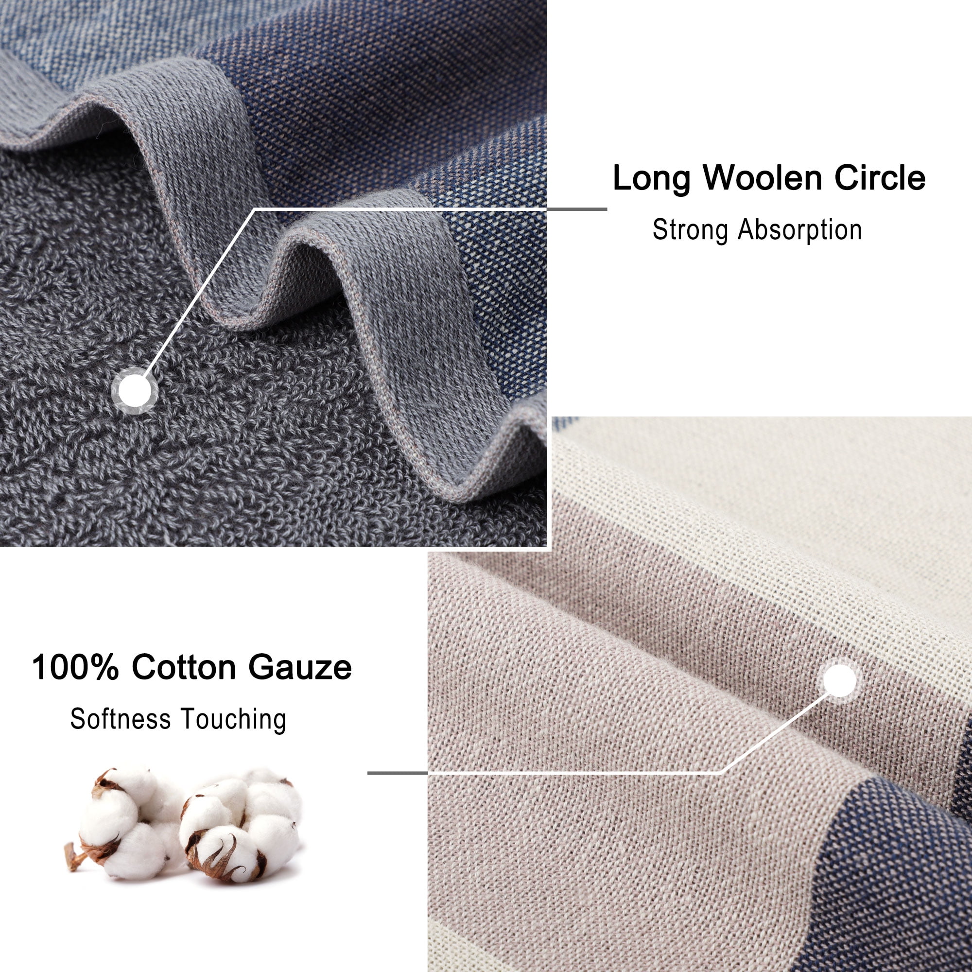 Unique Bargains 6Pcs Cotton Kitchen Tea Towel Sets Blue
