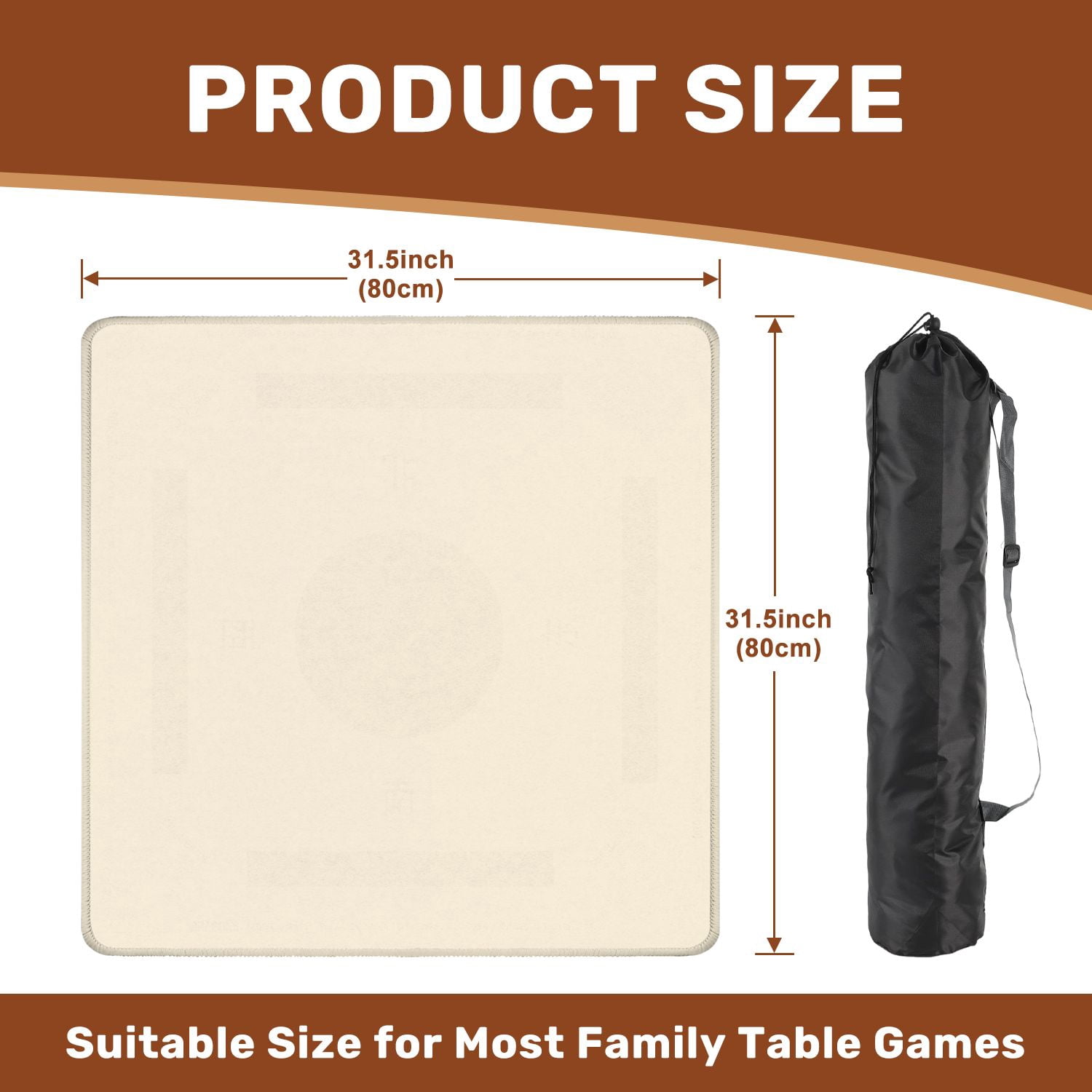 Mahjong Mat 31.5" x 31.5" Plain Cream solid color This is Pearl Cream color Solid Ivory backdrop Non-Slip Noise Reduction American Mahjong Tiles Table Cover for Dominoes Poker Card Board Games Gift