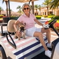 thumbnail image 3 of Golf Cart Seat Covers for 2 Seater,Anchor Pink Microfiber Cart Seat Towel Blanket,Modern Navy Blue White Striped Nautical Absorbent Breathable Non Slip Bench Seats Protector for Golf Course 51"x31", 3 of 9