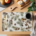 thumbnail image 2 of Sage Green Christmas Placemats Set of 4, Xmas Botanical Pine Cones Placemats for Dining Table, Place Mats for Kitchen Tabletop, Waterproof Wipeable Dining Table Mats Set, 2 of 9