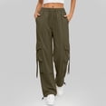 thumbnail image 5 of Iyufng Elastic Drawstring Waist Straight Leg Pants for Women, Womens Casual Cargo Pants with Pockets, 5 of 6