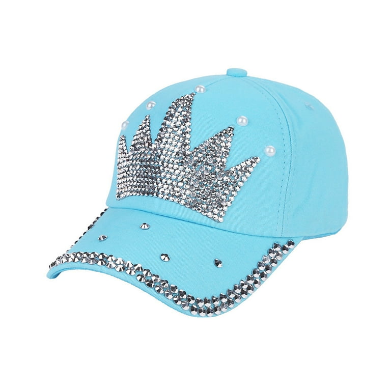 Femmes Clouté Strass Cristaux Réglable Casquette De Baseball Plaine  Étincelle Bling Denim Soleil Noir Diamant Chapeau 