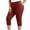 Red, variant on SHTXOZHI Womens Plus Size Capris Solid Color Elastic Waisted Fitted Pants Casual Workout Trousers with Pockets
