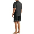 thumbnail image 3 of Conjunto de pijamas de satén INSPIRE CHIC para el Día del Padre, pijamas de dormir de manga corta para hombres, ropa de casa de dos piezas con bolsillos, pijamas suaves para la noche en negro, 3 of 6