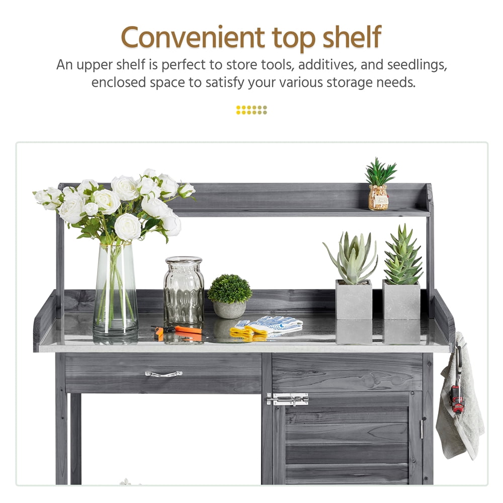Renwick Gray Fir, Wood and Metal Potting Bench