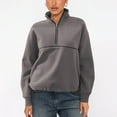 thumbnail image 2 of Hueook Oversized Sweatshirt for Women Women's Half Zip Hoodie with Contrasting Long Sleeves and A Stylish Top Coffee XL, 2 of 6