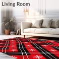 thumbnail image 2 of ODIKA 3'x5' Machine Washable Non-Slip Area Rug, Buffalo Heritage Tartan Patchwork Featuring Nordic Snowflake Motifs High Traffic Rug, Red, 616181, 2 of 7