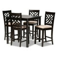 thumbnail image 2 of Baxton Studio Caron Modern and Contemporary Sand Fabric Upholstered Espresso Brown Finished 5-Piece Wood Pub Set, 2 of 7