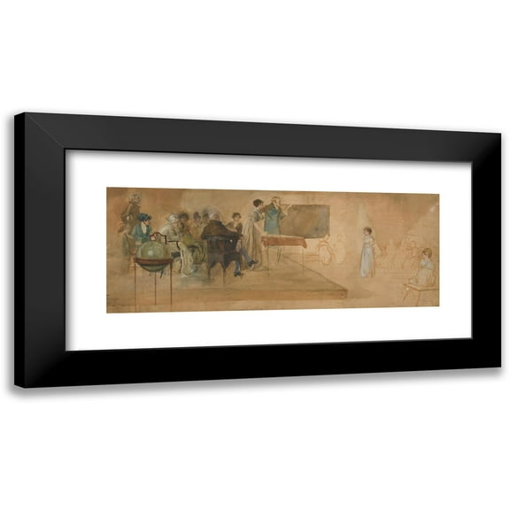 Edwin Austin Abbey 14x8 Black Modern Framed Museum Art Print Titled - The Recitation (1982)