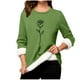 thumbnail image 2 of Heisall Womens Base Layer Shirts Autumn Winter Floral Print Round Neck Long Sleeve Thickened Fleece Teddy Shearling Warm Fitted Thermal Tops for Daily Cold Weather Wear, 2 of 3