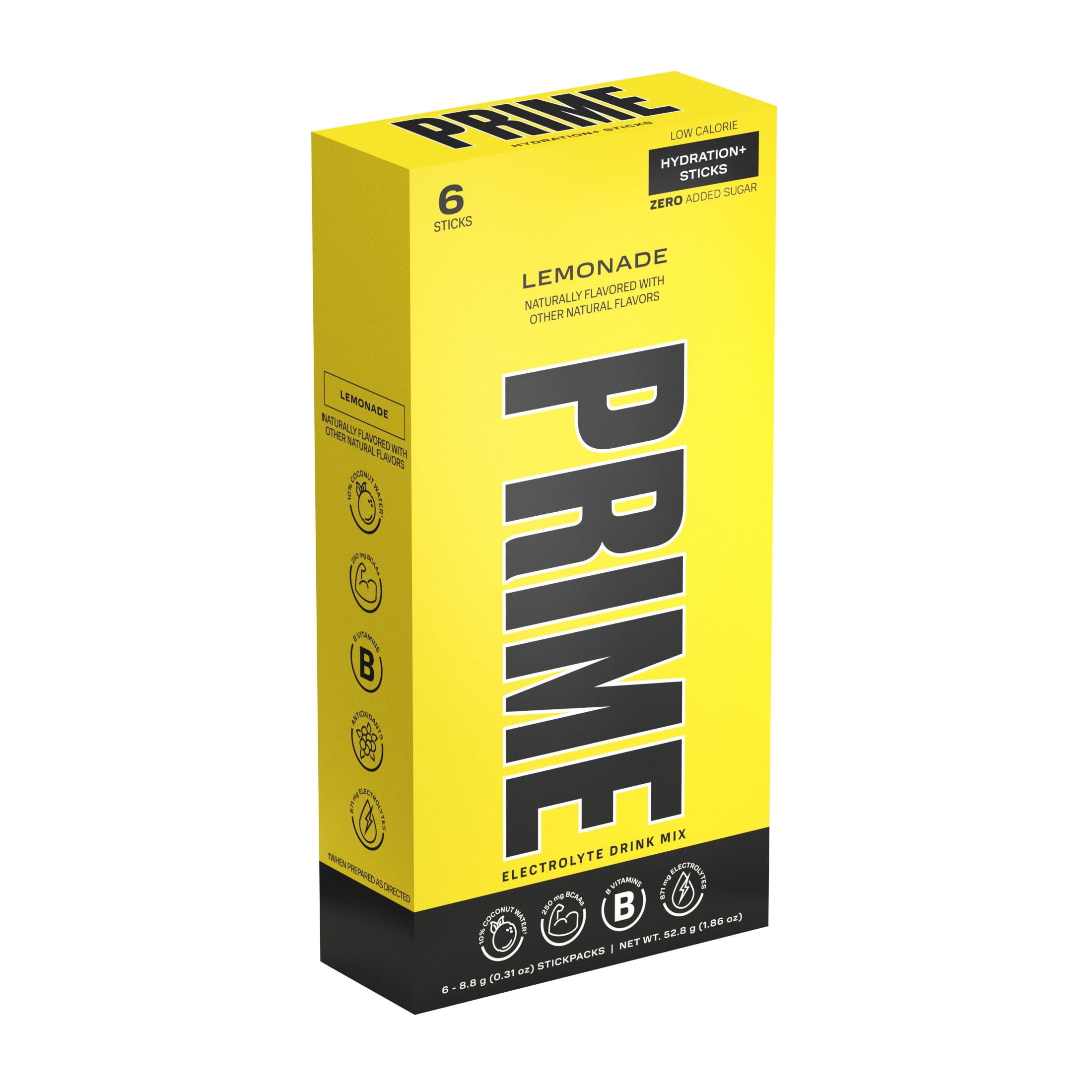(2 pack) Prime Hydration Sticks, Lemonade, 6 Count, Electrolytes, Zero Sugar