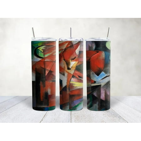 

Starry Night Fox 20oz Tumbler Cup with Straw and Lid Birthday Gift for Art Fan