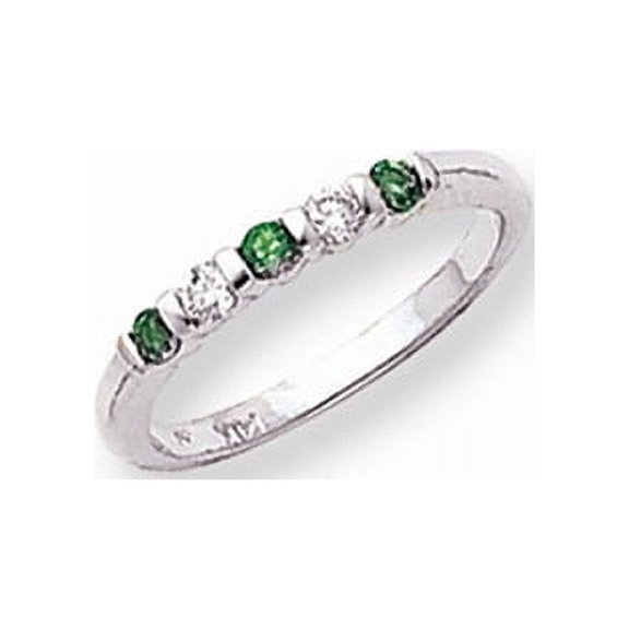 14k White Gold 2.25mm Emerald Fine Brilliant Diamond Anniversary Band