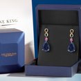 thumbnail image 5 of 925 Silver and 10K Yellow Gold Blue Created Sapphire and Pink Created Sapphire and White Lab Grown Diamond Earrings for Women | 32.89 Cttw | Gemstone September Birthstone | Pear Shape 18X13MM, 5 of 6