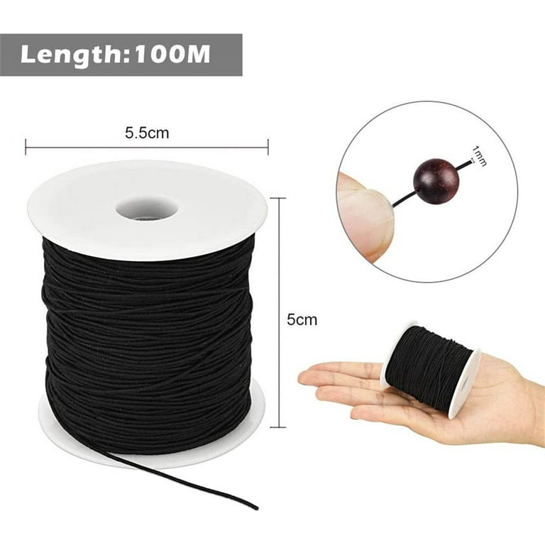Elastic Cord,Thread Beading String,Bracelet String Elastic String Beading  Cords, Elastic String Cord for Masks, Jewellery, Sewing Accessories, Elastic  Rope for Crafts and Arts (1mm - 10 Meters Black) 