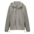 thumbnail image 2 of VERUGU Womens Jackets Casual Fashion Zipper Drawstring Long Sleeve Solid Coat with Pocket Outdoor Hooded Cargo Jacket Outwear Khaki M, 2 of 6