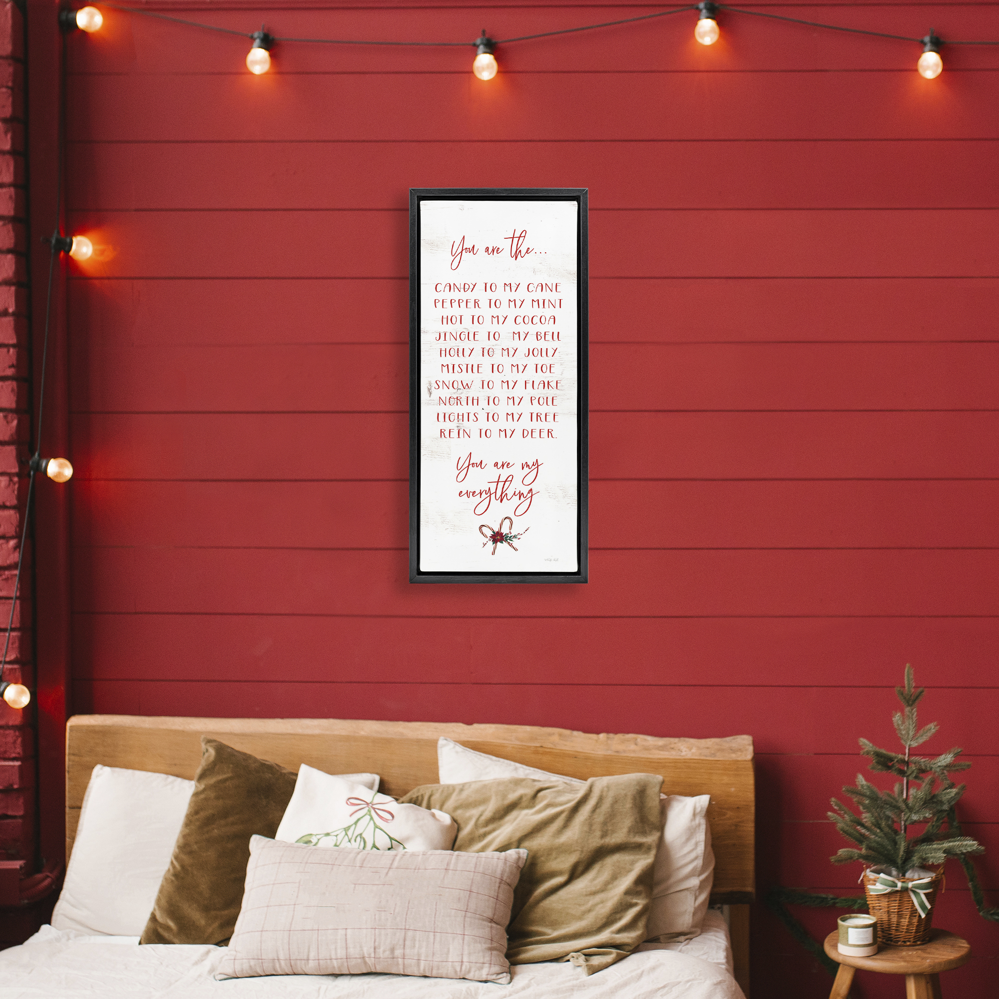 My Everything Holiday Romance Black Framed Floater Canvas Wall Art, design by Cindy Jacobs